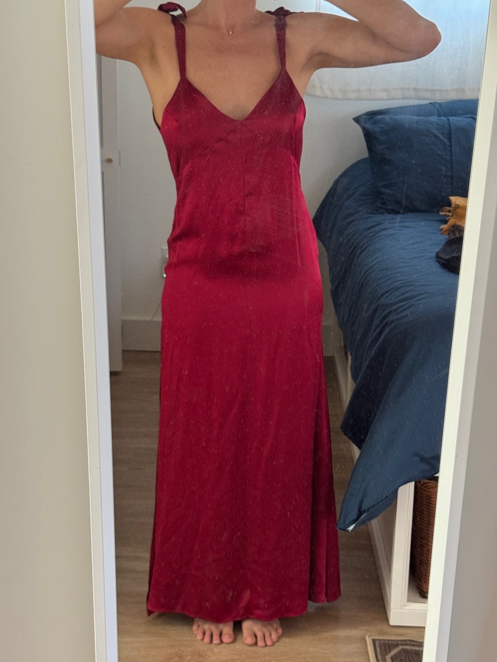 Reformation Deep Red Satin Slip Dress